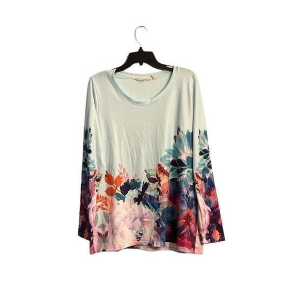 Soft Surroundings Pasaia Tunic in Aqua Floral Size Large - Picture 2 of 7